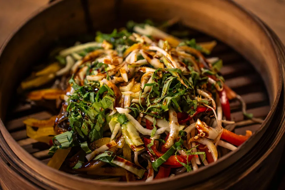 Bamboe stoommandje deksel 22cm