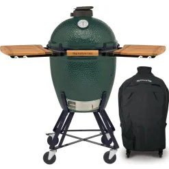 Big Green Egg Large – met onderstel, acacia zijplankjes en hoes