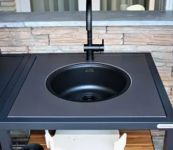 Dekton natuursteen wasbak insert antraciet – Modular Outdoor Workspace – Big Green Egg