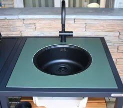 Dekton natuursteen wasbak insert antraciet – Modular Outdoor Workspace – Big Green Egg