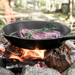 Gietijzeren grill skillet met steel Petromax