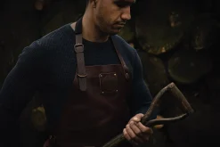 Leren buffalo schort Mokka Witloft