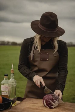 Leren buffalo schort Mokka Witloft