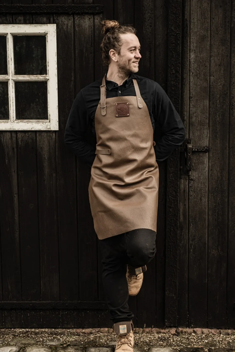 Leren buffalo schort Mokka Witloft